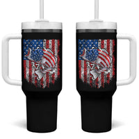 Funny Bass Fish Fishing Vintage American Flag Patriotic Tumbler With Handle - Wonder Print Shop