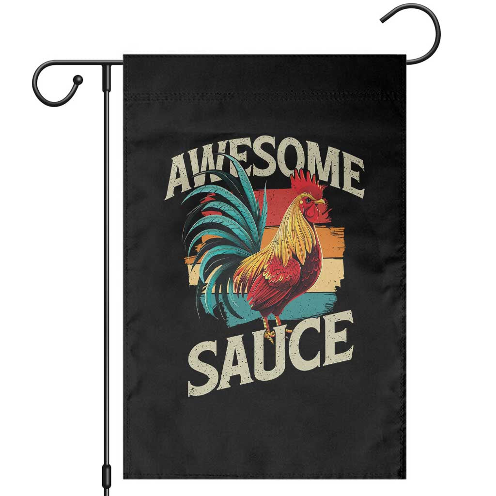 Funny Awesome Sauce Rooster Garden Flag Vintage Retro Chicken - Wonder Print Shop