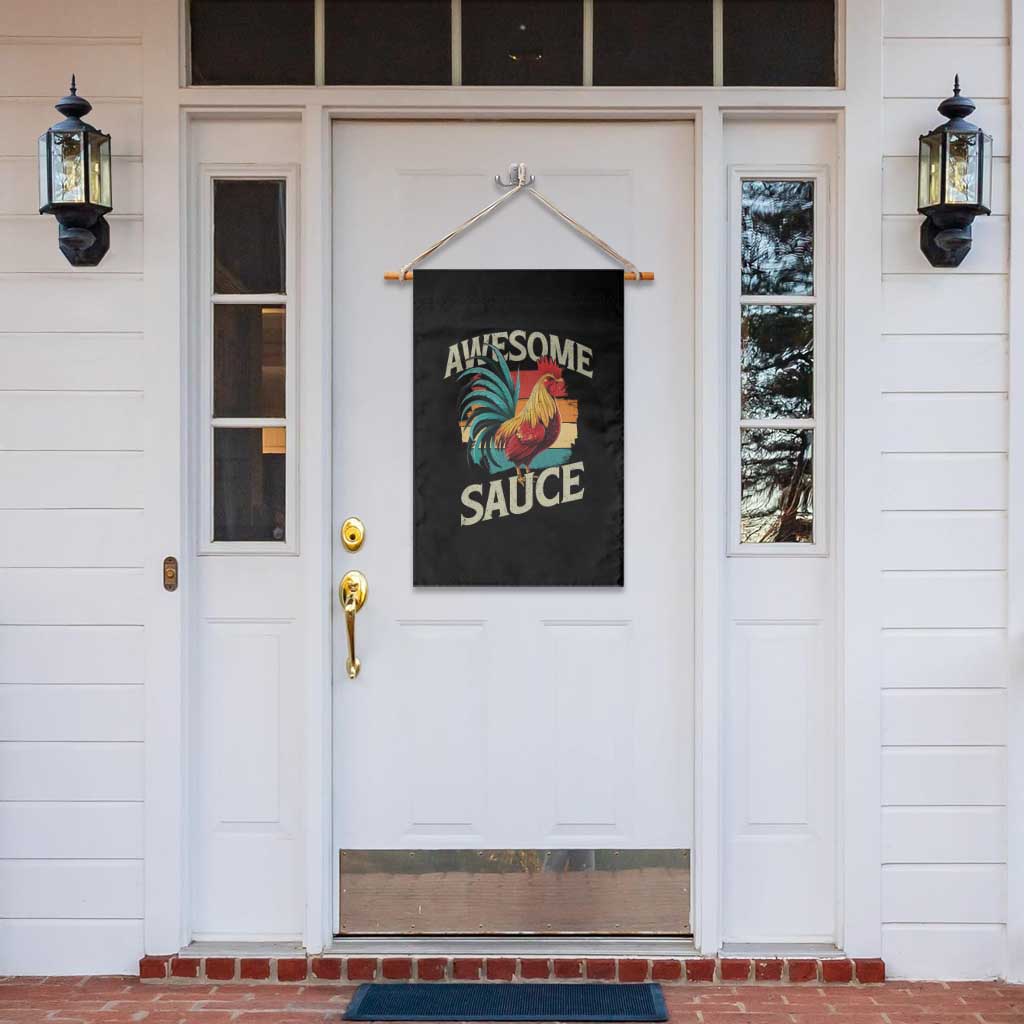 Funny Awesome Sauce Rooster Garden Flag Vintage Retro Chicken - Wonder Print Shop