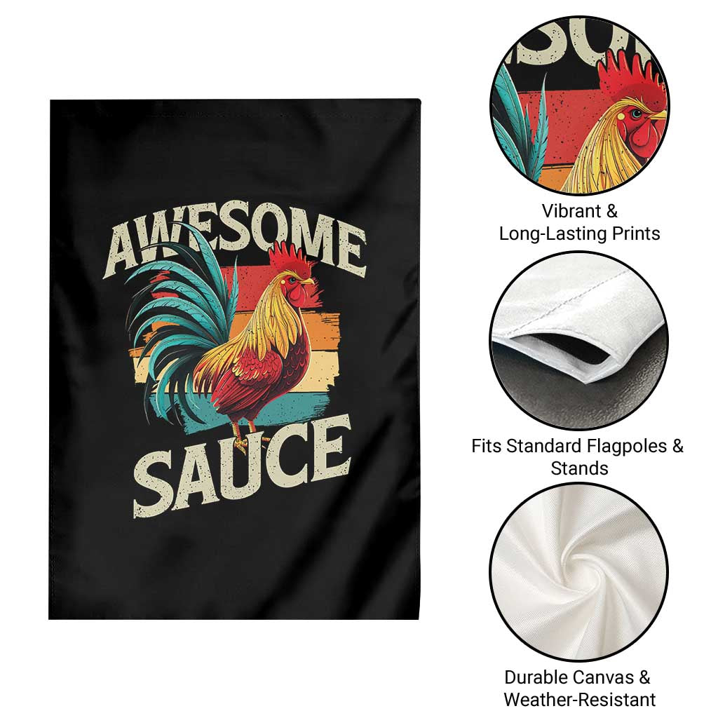 Funny Awesome Sauce Rooster Garden Flag Vintage Retro Chicken - Wonder Print Shop