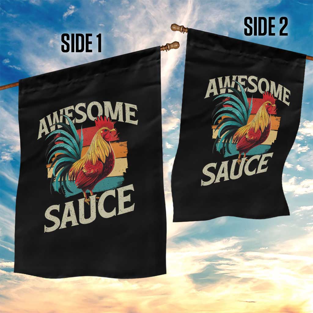Funny Awesome Sauce Rooster Garden Flag Vintage Retro Chicken - Wonder Print Shop