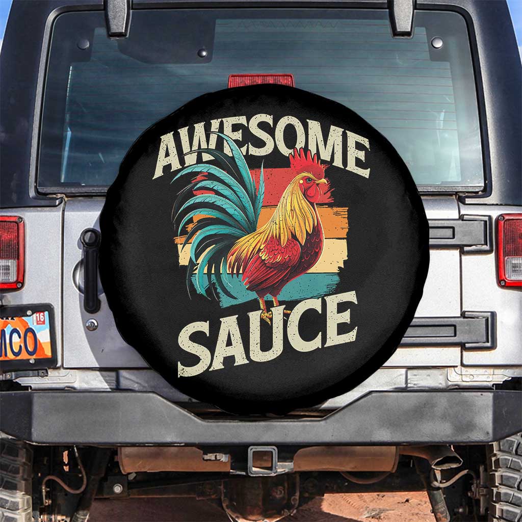 Funny Awesome Sauce Rooster Spare Tire Cover Vintage Retro Chicken - Wonder Print Shop