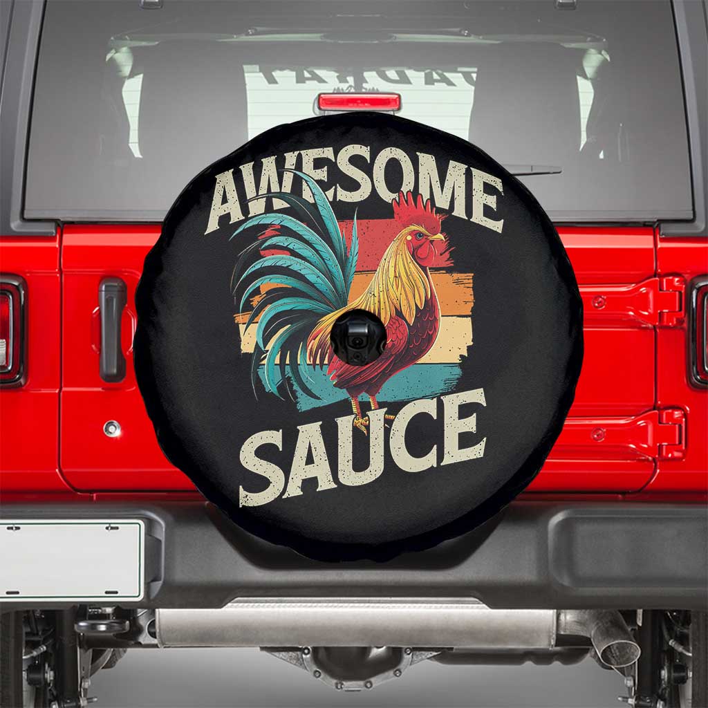 Funny Awesome Sauce Rooster Spare Tire Cover Vintage Retro Chicken - Wonder Print Shop