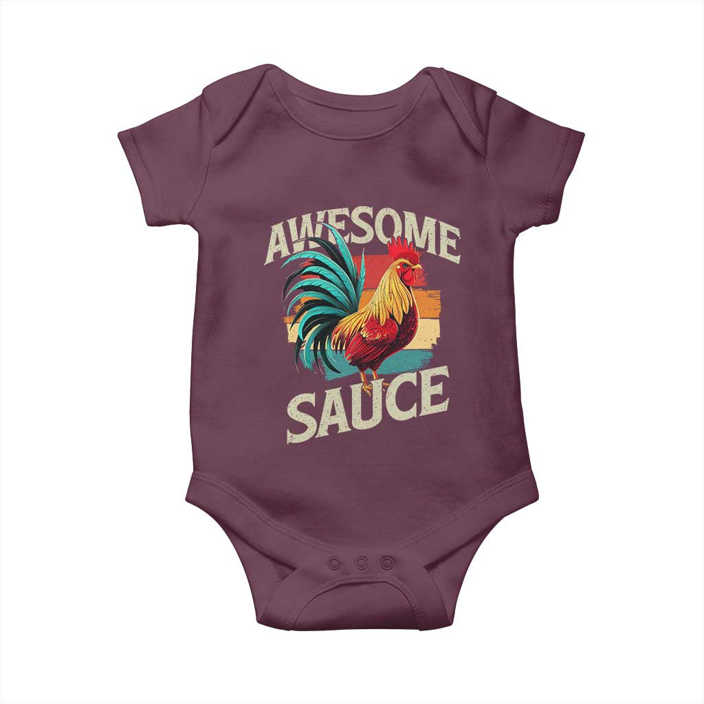 Funny Awesome Sauce Rooster Baby Onesie Vintage Retro Chicken - Wonder Print Shop