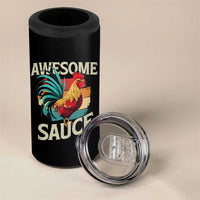 Funny Awesome Sauce Rooster 4 in 1 Can Cooler Tumbler Vintage Retro Chicken - Wonder Print Shop