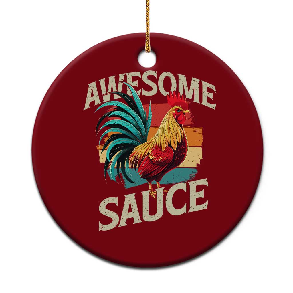 Funny Awesome Sauce Rooster Ceramic Ornament Vintage Retro Chicken - Wonder Print Shop