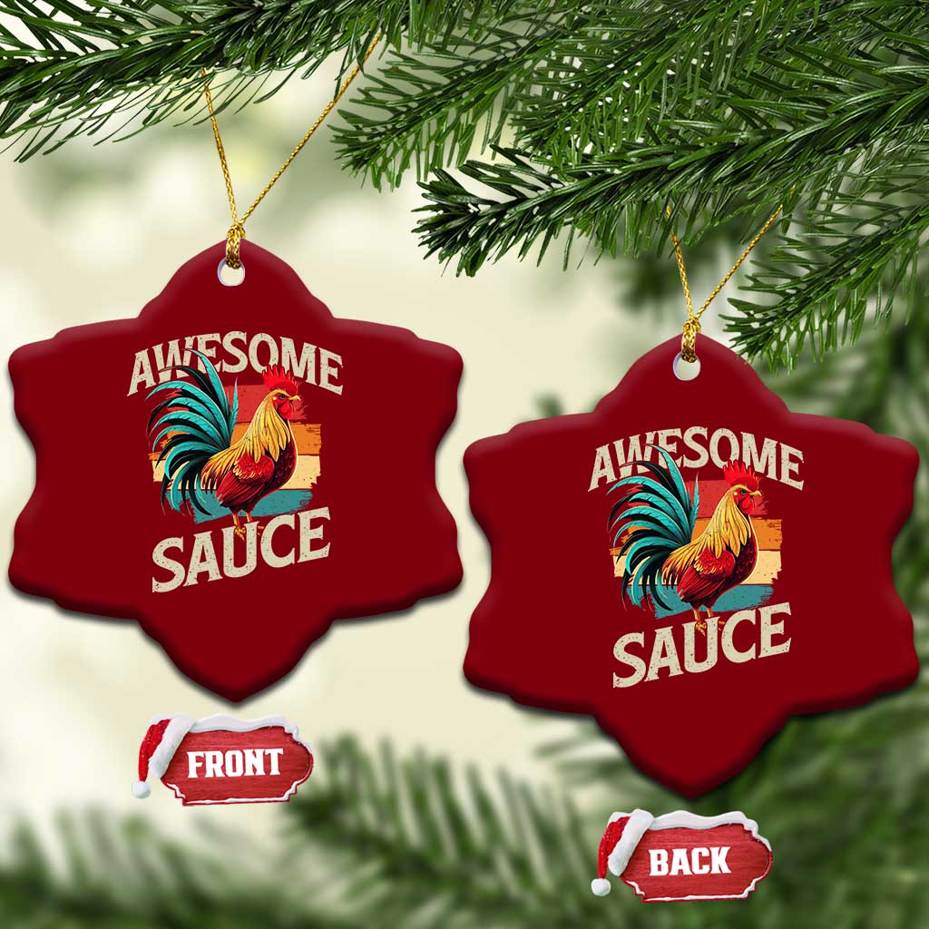 Funny Awesome Sauce Rooster Ceramic Ornament Vintage Retro Chicken - Wonder Print Shop