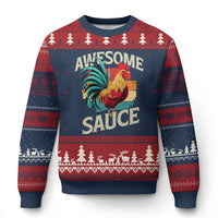 Funny Awesome Sauce Rooster Ugly Christmas Sweater Vintage Retro Chicken - Wonder Print Shop