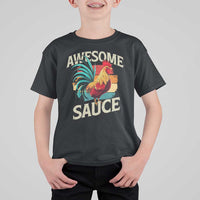 Funny Awesome Sauce Rooster T Shirt For Kid Vintage Retro Chicken - Wonder Print Shop