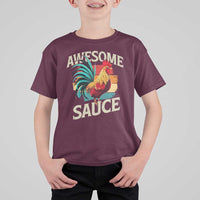 Funny Awesome Sauce Rooster T Shirt For Kid Vintage Retro Chicken - Wonder Print Shop