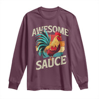 Funny Awesome Sauce Rooster Long Sleeve Shirt Vintage Retro Chicken - Wonder Print Shop