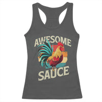 Funny Awesome Sauce Rooster Racerback Tank Top Vintage Retro Chicken - Wonder Print Shop