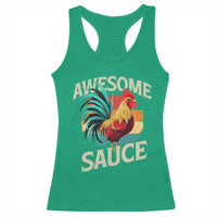 Funny Awesome Sauce Rooster Racerback Tank Top Vintage Retro Chicken - Wonder Print Shop