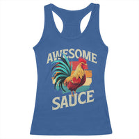 Funny Awesome Sauce Rooster Racerback Tank Top Vintage Retro Chicken - Wonder Print Shop