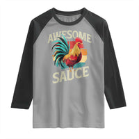 Funny Awesome Sauce Rooster Raglan Shirt Vintage Retro Chicken - Wonder Print Shop