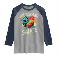Funny Awesome Sauce Rooster Raglan Shirt Vintage Retro Chicken - Wonder Print Shop