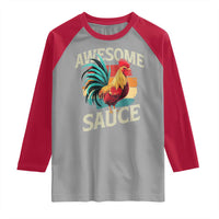 Funny Awesome Sauce Rooster Raglan Shirt Vintage Retro Chicken - Wonder Print Shop
