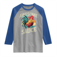 Funny Awesome Sauce Rooster Raglan Shirt Vintage Retro Chicken - Wonder Print Shop