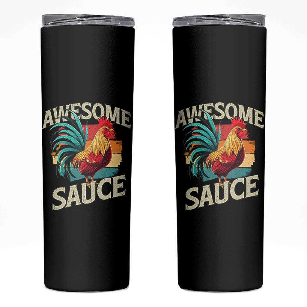 Funny Awesome Sauce Rooster Skinny Tumbler Vintage Retro Chicken - Wonder Print Shop
