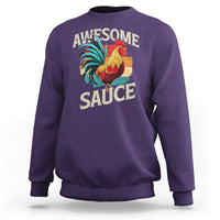 Funny Awesome Sauce Rooster Sweatshirt Vintage Retro Chicken - Wonder Print Shop
