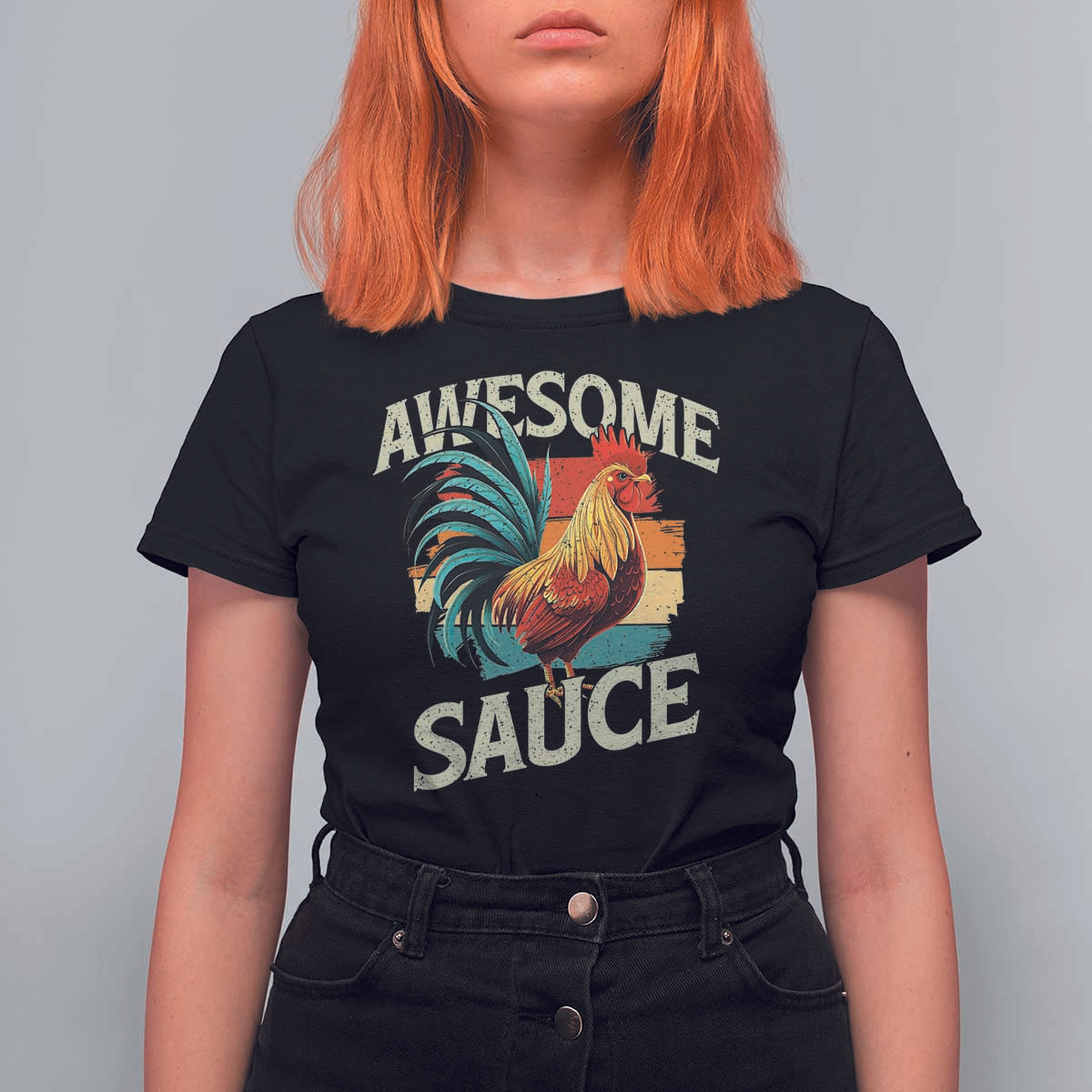 Funny Awesome Sauce Rooster T Shirt For Women Vintage Retro Chicken - Wonder Print Shop