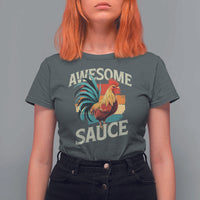 Funny Awesome Sauce Rooster T Shirt For Women Vintage Retro Chicken - Wonder Print Shop