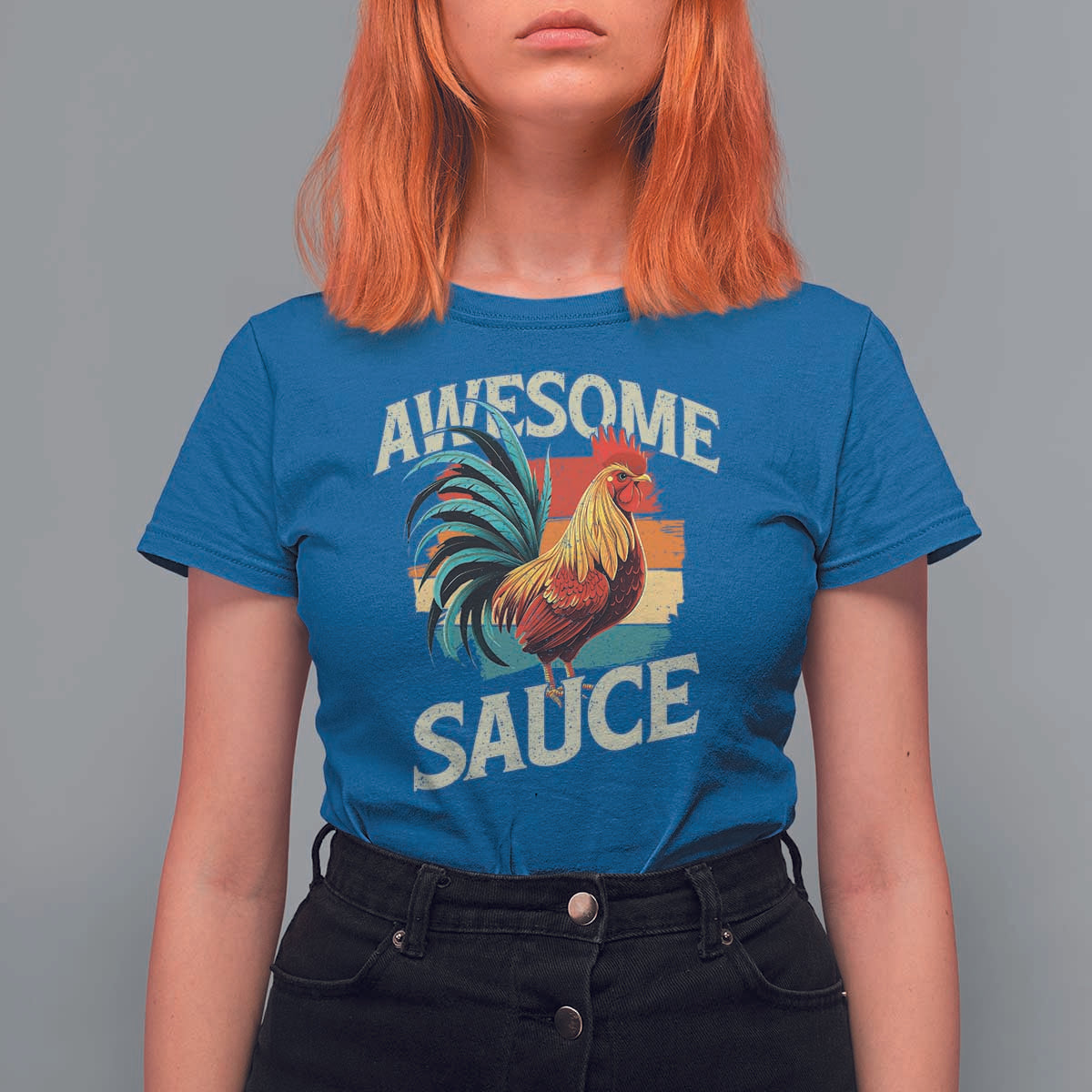 Funny Awesome Sauce Rooster T Shirt For Women Vintage Retro Chicken - Wonder Print Shop