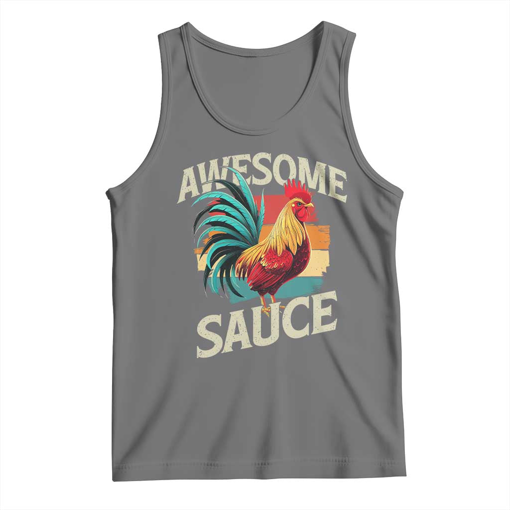 Funny Awesome Sauce Rooster Tank Top Vintage Retro Chicken - Wonder Print Shop