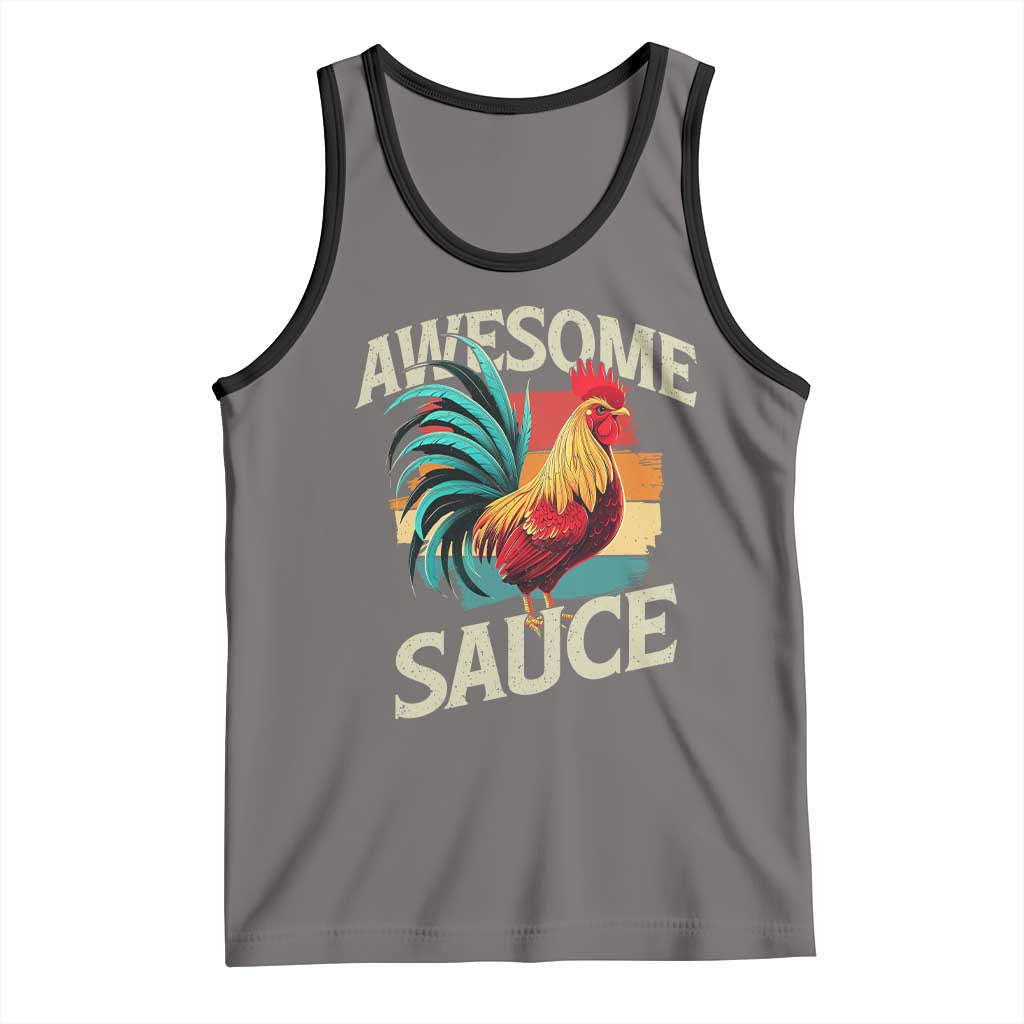 Funny Awesome Sauce Rooster Tank Top Vintage Retro Chicken - Wonder Print Shop