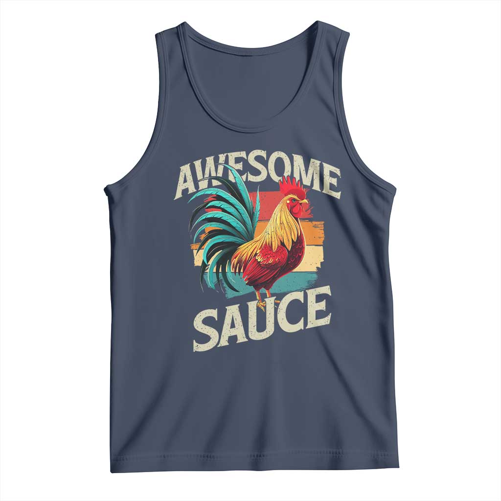 Funny Awesome Sauce Rooster Tank Top Vintage Retro Chicken - Wonder Print Shop