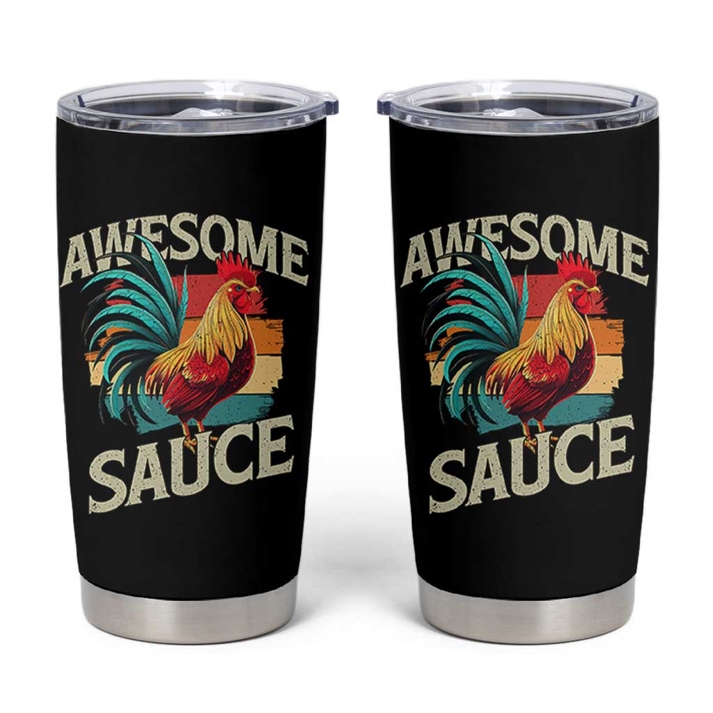 Funny Awesome Sauce Rooster Tumbler Cup Vintage Retro Chicken - Wonder Print Shop