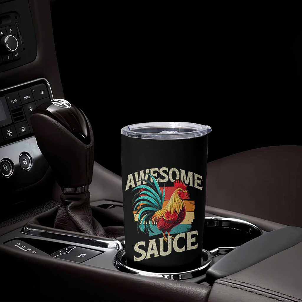 Funny Awesome Sauce Rooster Tumbler Cup Vintage Retro Chicken - Wonder Print Shop