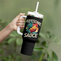 Funny Awesome Sauce Rooster Tumbler With Handle Vintage Retro Chicken - Wonder Print Shop