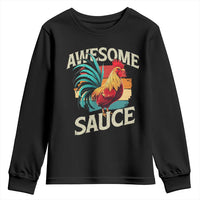 Funny Awesome Sauce Rooster Youth Sweatshirt Vintage Retro Chicken - Wonder Print Shop
