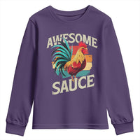 Funny Awesome Sauce Rooster Youth Sweatshirt Vintage Retro Chicken - Wonder Print Shop
