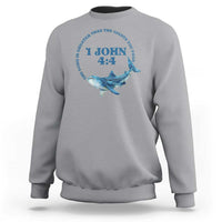 Whale Shark Lover Sweatshirt 1 John 4:4 Inspired Style Christian Aesthetic Ocean Animal - Wonder Print Shop