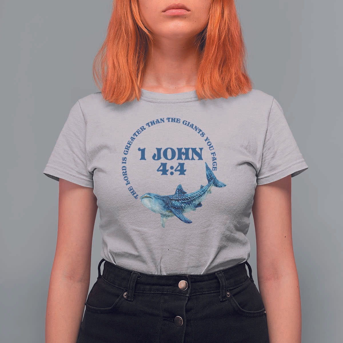 Whale Shark Lover T Shirt For Women 1 John 4:4 Inspired Style Christian Aesthetic Ocean Animal - Wonder Print Shop