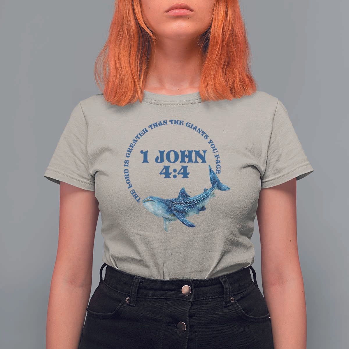Whale Shark Lover T Shirt For Women 1 John 4:4 Inspired Style Christian Aesthetic Ocean Animal - Wonder Print Shop