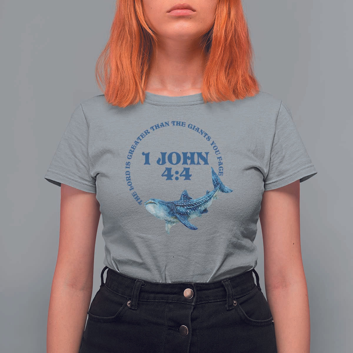 Whale Shark Lover T Shirt For Women 1 John 4:4 Inspired Style Christian Aesthetic Ocean Animal - Wonder Print Shop