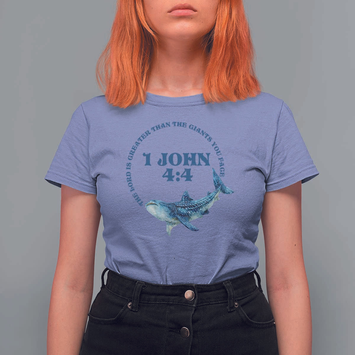 Whale Shark Lover T Shirt For Women 1 John 4:4 Inspired Style Christian Aesthetic Ocean Animal - Wonder Print Shop