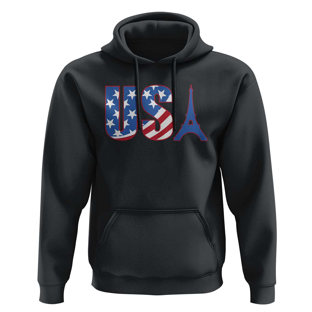 French-American Heritage Month Hoodie USA Eiffel Tower Paris Holiday Souvenir - Wonder Print Shop