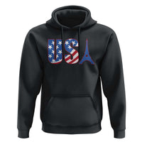 French-American Heritage Month Hoodie USA Eiffel Tower Paris Holiday Souvenir - Wonder Print Shop