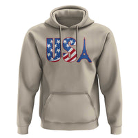 French-American Heritage Month Hoodie USA Eiffel Tower Paris Holiday Souvenir - Wonder Print Shop