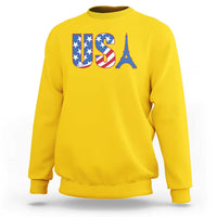 French-American Heritage Month Sweatshirt USA Eiffel Tower Paris Holiday Souvenir - Wonder Print Shop