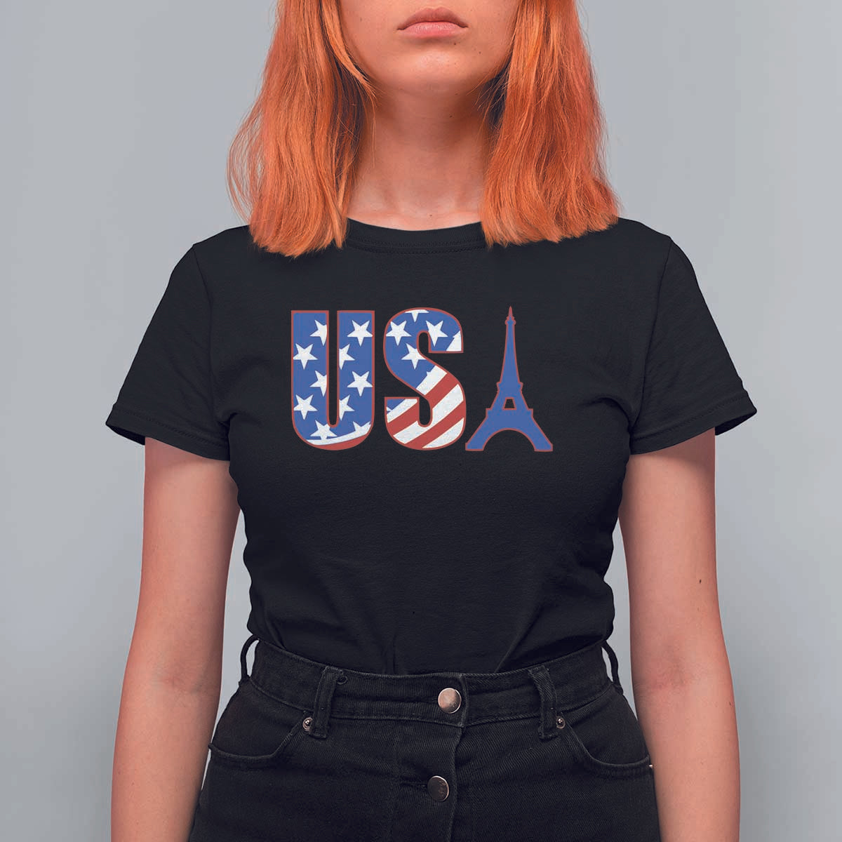 French-American Heritage Month T Shirt For Women USA Eiffel Tower Paris Holiday Souvenir - Wonder Print Shop