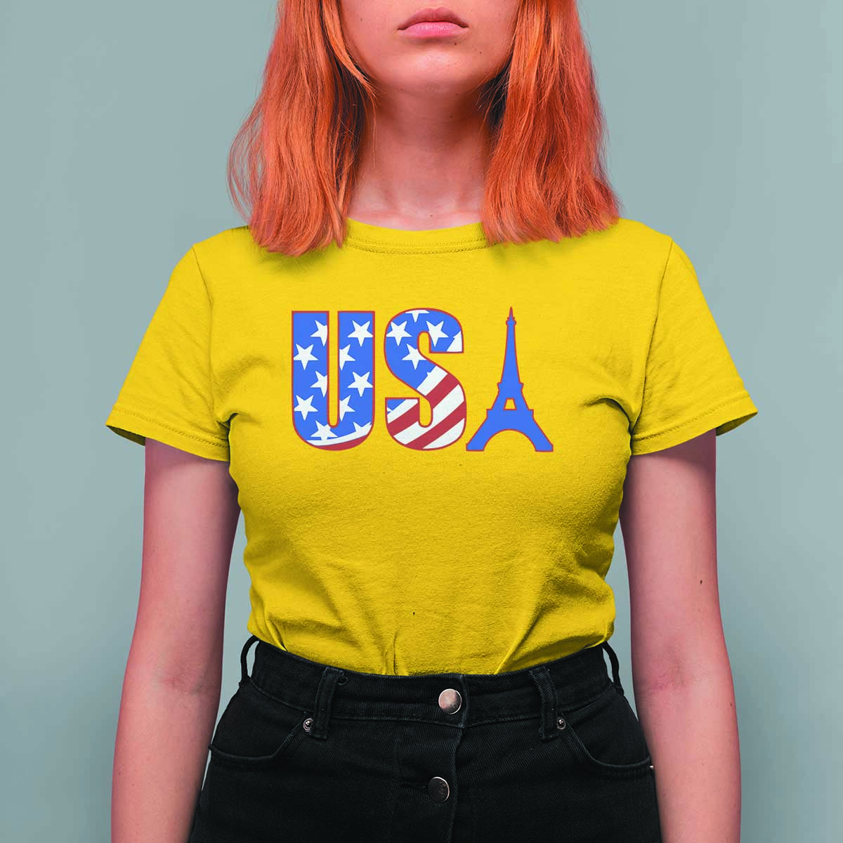 French-American Heritage Month T Shirt For Women USA Eiffel Tower Paris Holiday Souvenir - Wonder Print Shop
