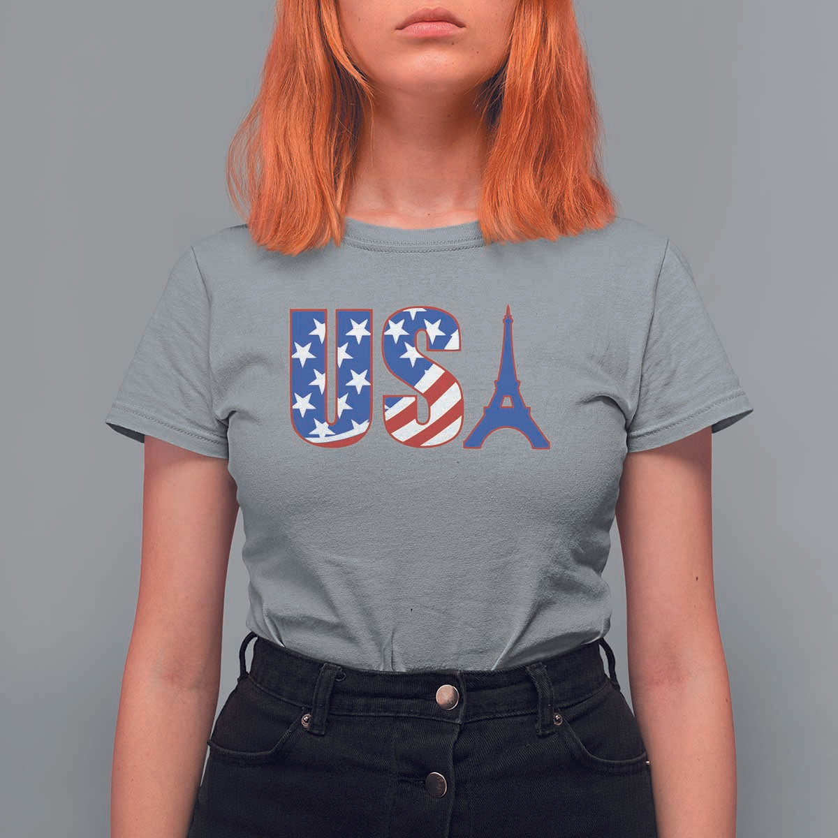 French-American Heritage Month T Shirt For Women USA Eiffel Tower Paris Holiday Souvenir - Wonder Print Shop