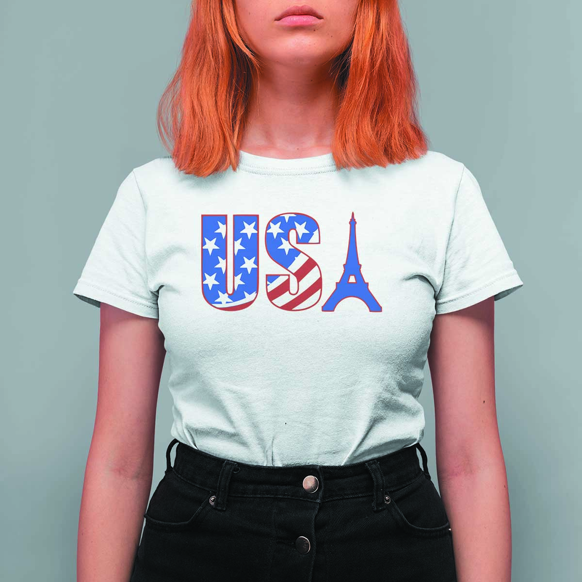 French-American Heritage Month T Shirt For Women USA Eiffel Tower Paris Holiday Souvenir - Wonder Print Shop