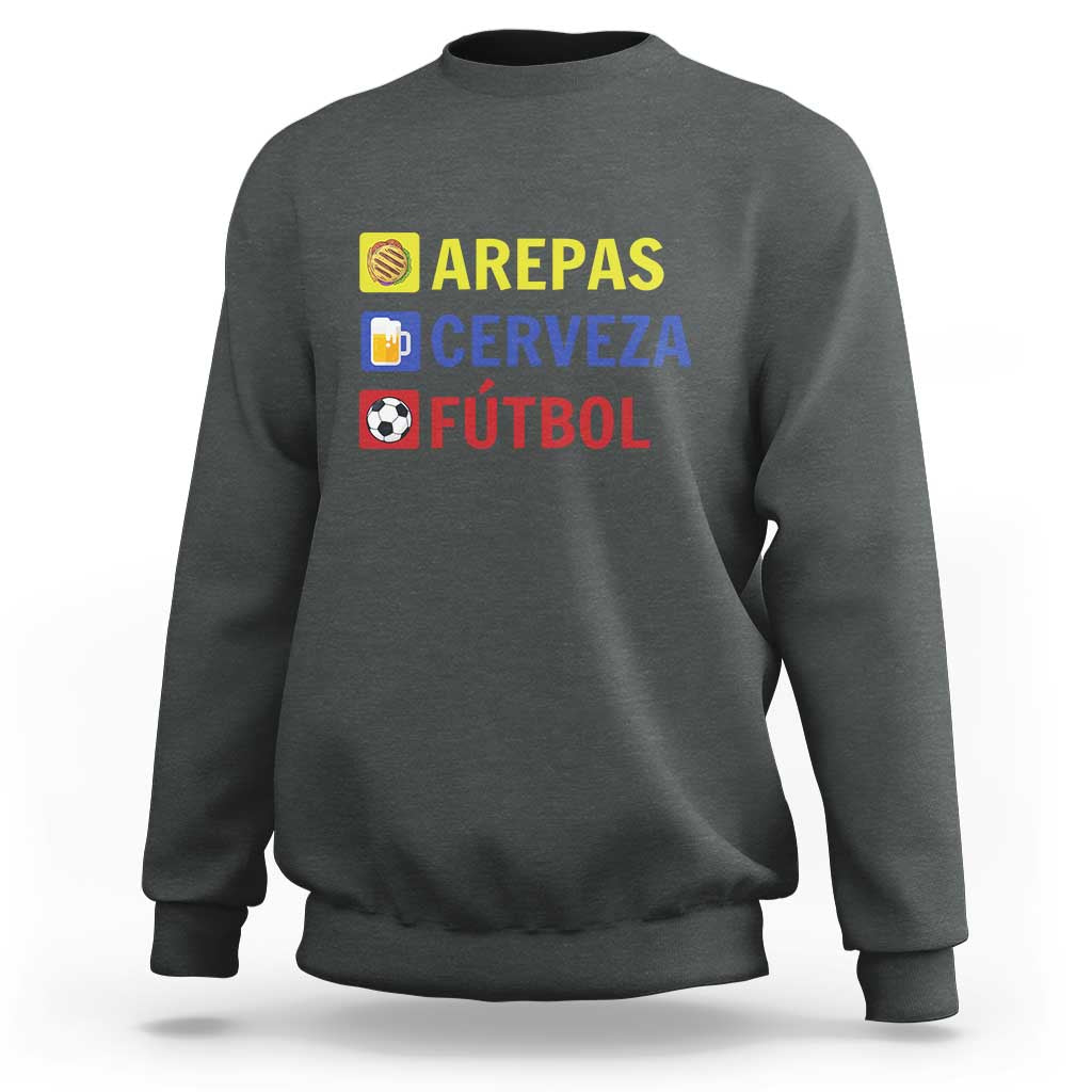 Arepas Cerveza Futbol Sweatshirt Colombian Slang Colombia Flag - Wonder Print Shop