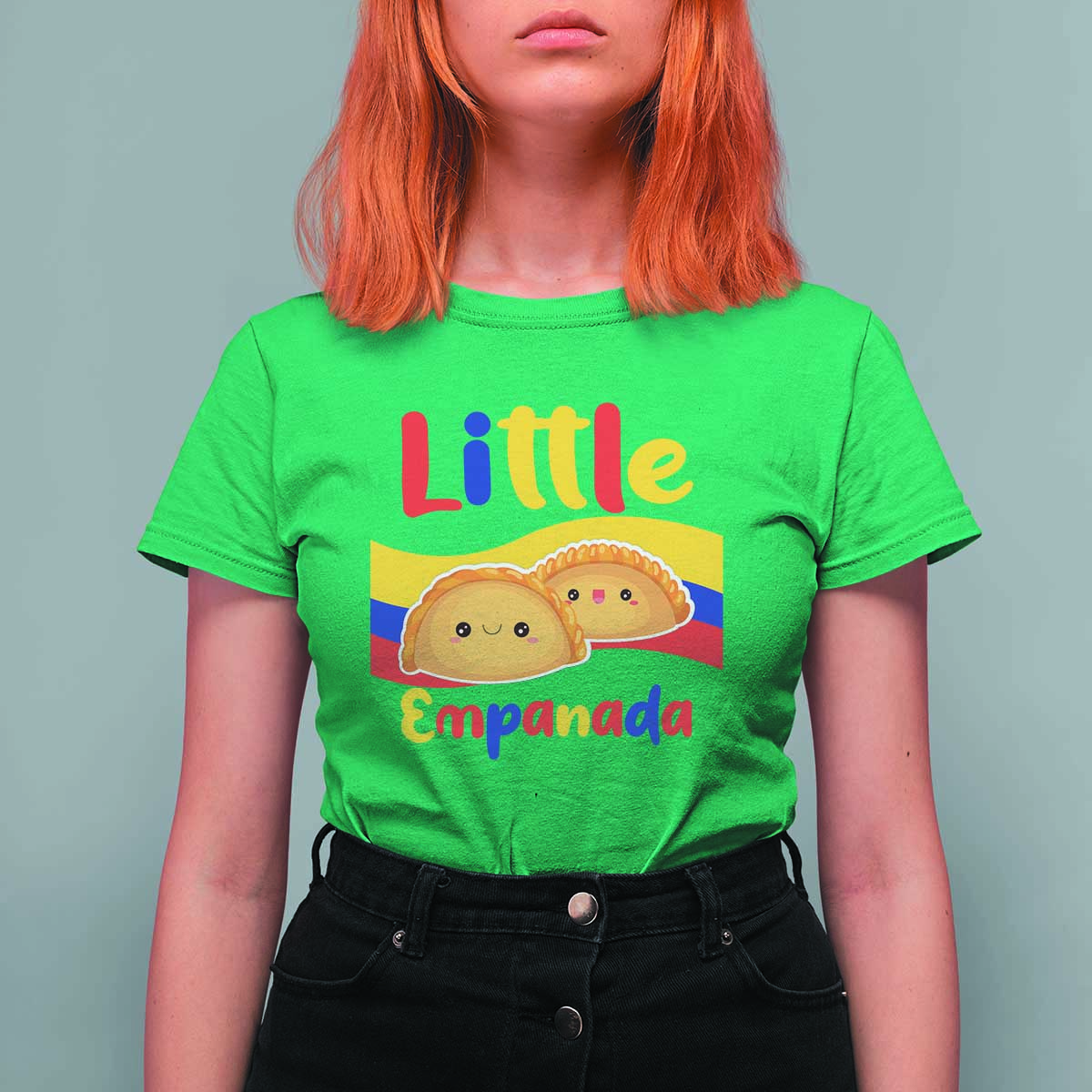 Funny Colombia Food T Shirt For Women Little Empanada Colombian Flag - Wonder Print Shop